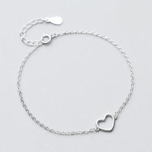 925 Sterling Silver Hollow Heart Bracelet