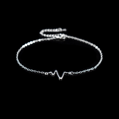 925 Sterling Silver Heart Pulse Rate Anklet