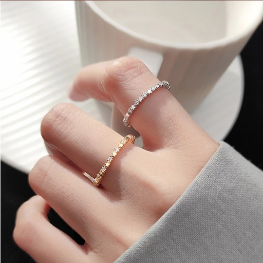 Genuine 925 Sterling Silver Zircon Star Ring - Image 2