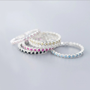 Authentic 925 Sterling Silver Cubic Zirconia Stackable Ring