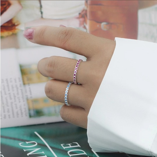 Authentic 925 Sterling Silver Cubic Zirconia Stackable Ring - Image 4