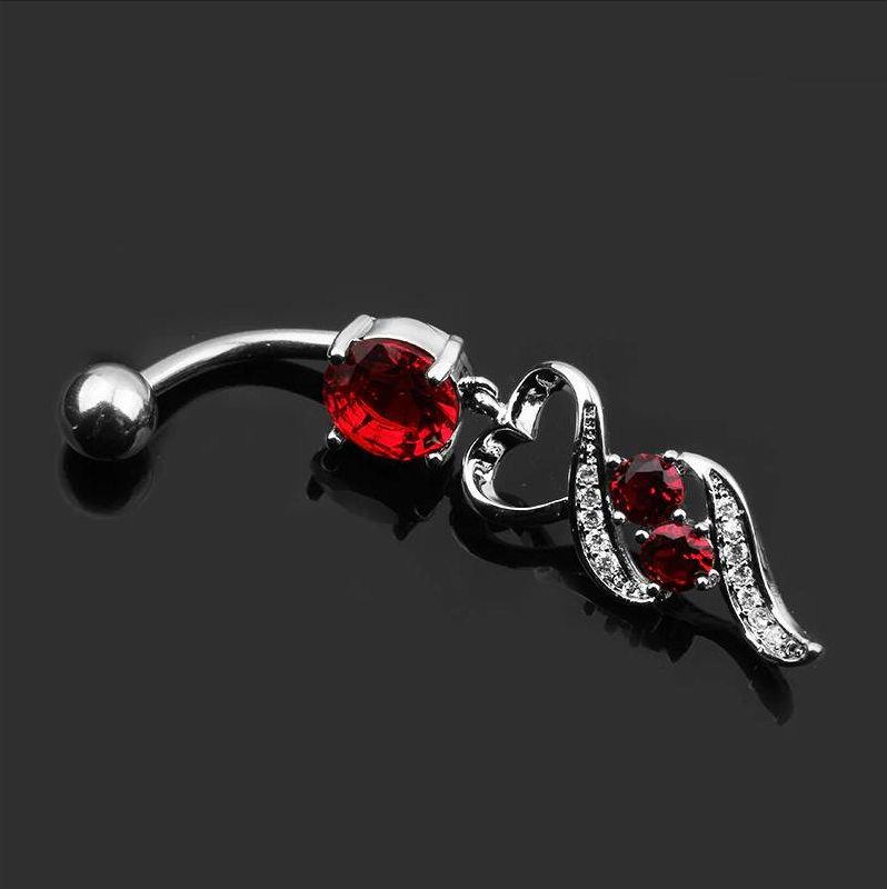 14G Stainless Steel A+ Cubic Zirconia Navel/Belly Button Dangle Piercing