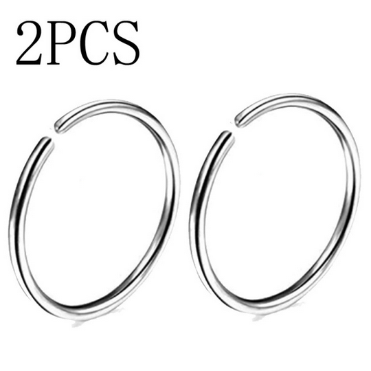 2Pc Thin Titanium Nose, Lip & Ear Hoop Piercing - Image 3
