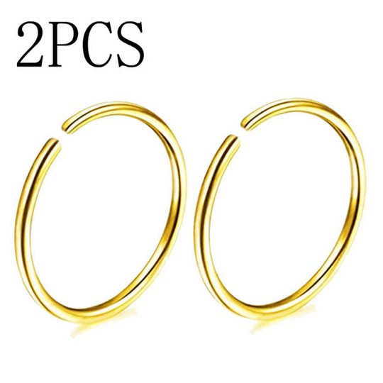 2Pc Thin Titanium Nose, Lip & Ear Hoop Piercing - Image 4
