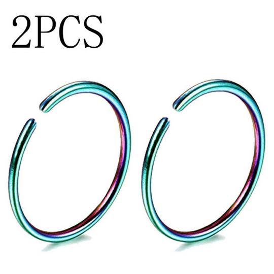 2Pc Thin Titanium Nose, Lip & Ear Hoop Piercing - Image 5