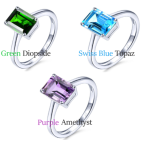 Exotic 925 Sterling Silver 2.39CT Natural Luxury Gemstone Rings