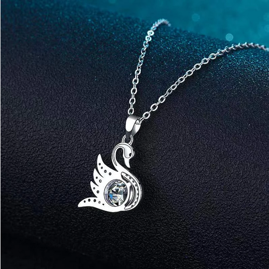 14K 925 Sterling Silver 2CT Moissanite Swan Pendant Necklace - Image 2