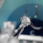 Luxury 925 Sterling Silver 1CT Moissanite Gemstone Adjustable Ring