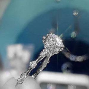 Luxury 925 Sterling Silver 1CT Moissanite Gemstone Adjustable Ring