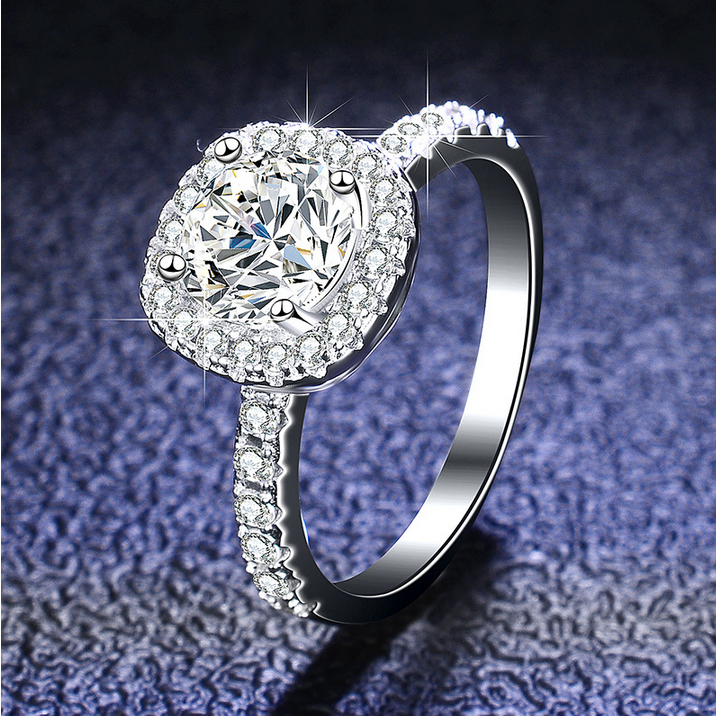 Luxurious 925 Sterling Silver 18K 2CT Moissanite Cushion Cut Ring - Image 2