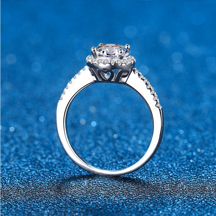 Exquisite White Gold Plated 925 Sterling Silver 2CT Moissanite Gemstone Halo Ring - Image 4