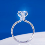 Authentic 925 Sterling Silver 18K 1CT/2CT Moissanite Halo Crown Ring