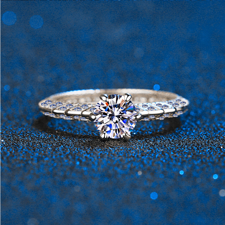 14K 925 Sterling Silver 1CT Moissanite Full Pave Promise Ring - Image 2