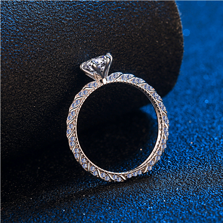 14K 925 Sterling Silver 1CT Moissanite Full Pave Promise Ring - Image 4