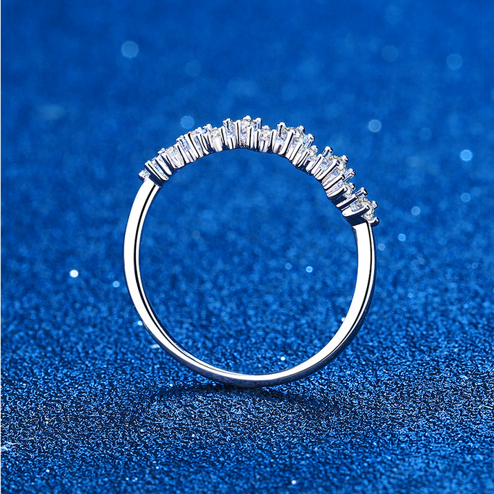 Platinum 925 Sterling Silver Eternity Stars Moissanite Ring - Image 4