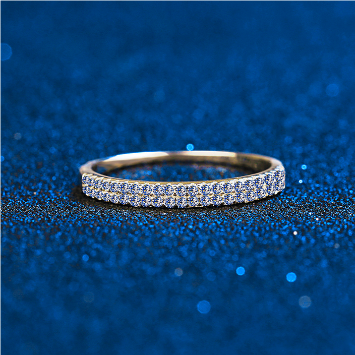 14K 925 Sterling Silver Semi Pave Moissanite Eternity Ring - Image 2