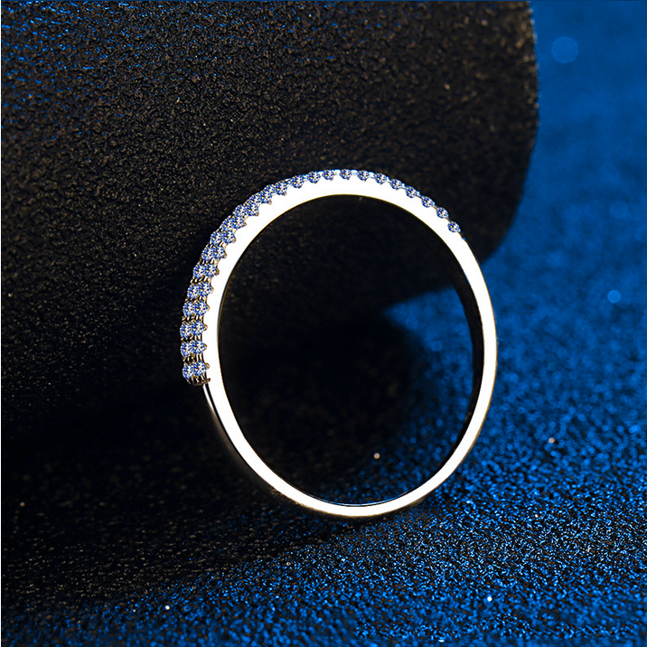 14K 925 Sterling Silver Semi Pave Moissanite Eternity Ring - Image 4