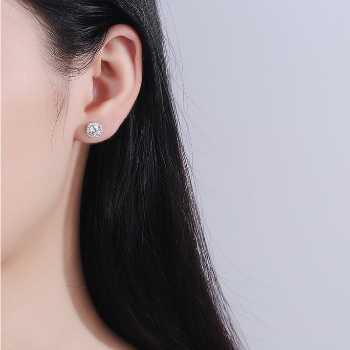 Platinum 925 Sterling Silver 1CT Sparkling Moissanite Stud Earrings - Image 4