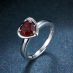 Lover’s Heart 925 Sterling Silver 1.34CT Natural Garnet Gemstone Ring