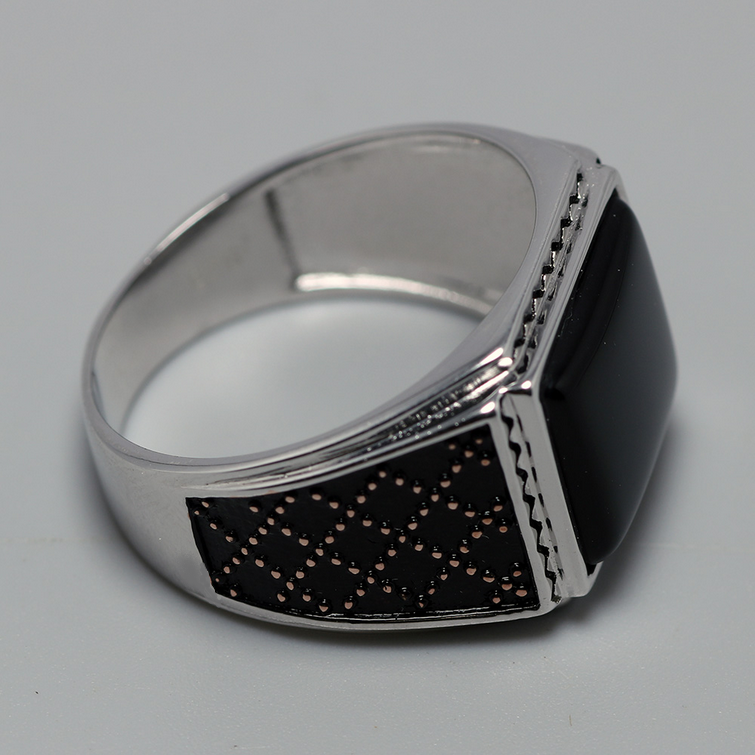 Genuine Solid 925 Sterling Silver Natural Black Onyx Vintage Men's Ring - Image 5