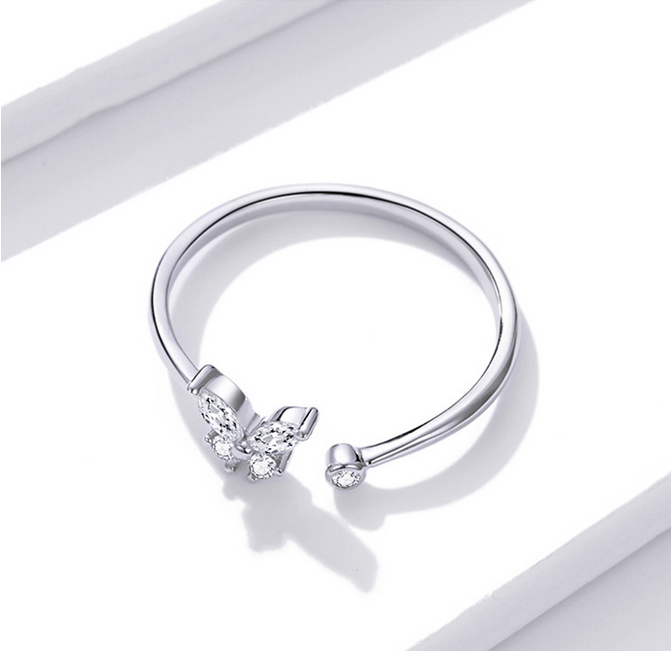 Elegant Platinum 925 Sterling Silver Butterfly Tail Adjustable Ring (Size 6-8) - Image 5