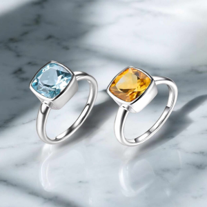 Genuine 925 Sterling Silver 4CT Natural Topaz, Citrine & Amethyst Gemstone Ring