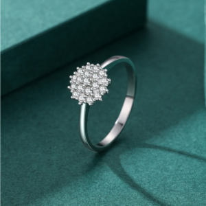 Platinum Coated 925 Sterling Silver Sparkling Zirconia Crystal Flower Ring