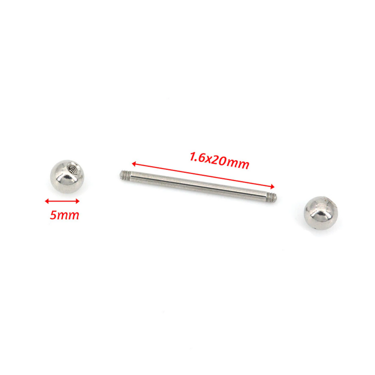 3PC Colored 316L Stainless Steel 14G Barbell Tongue Piercing - Image 2