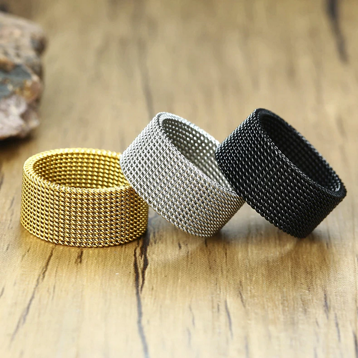 Men’s 10mm 316L Stainless Steel Modern Mesh Ring