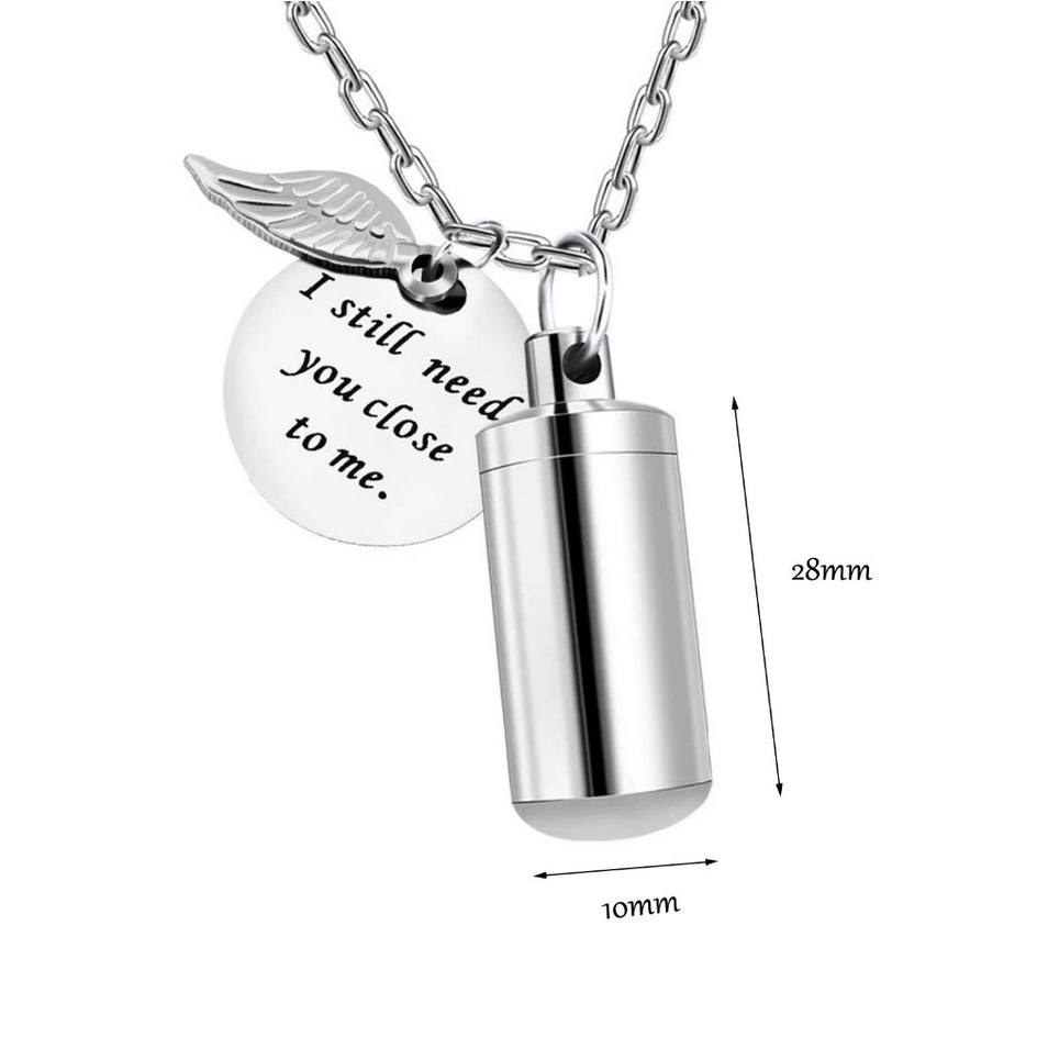 316L Stainless Steel “Still Need You Close to Me” Cremation Urn Pendant Necklace - Image 3
