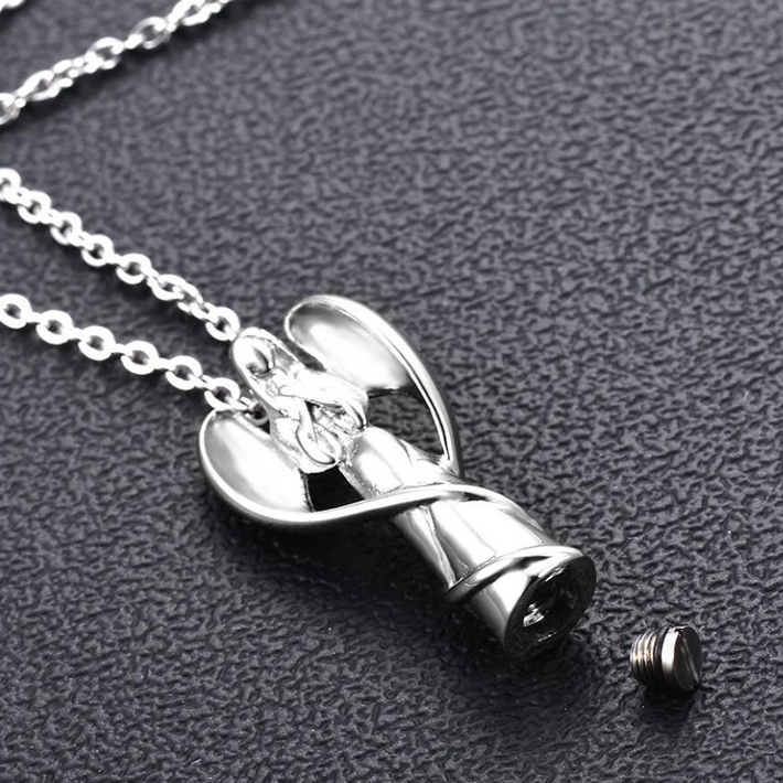 316L Stainless Steel “Angels Prayer” Cremation Ashes Urn Pendant Necklace - Image 4