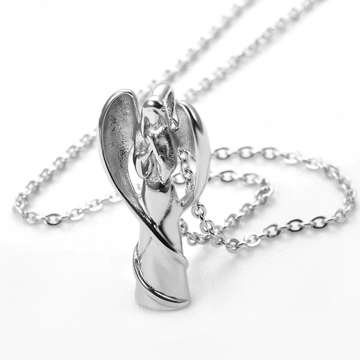 316L Stainless Steel “Angels Prayer” Cremation Ashes Urn Pendant Necklace - Image 3
