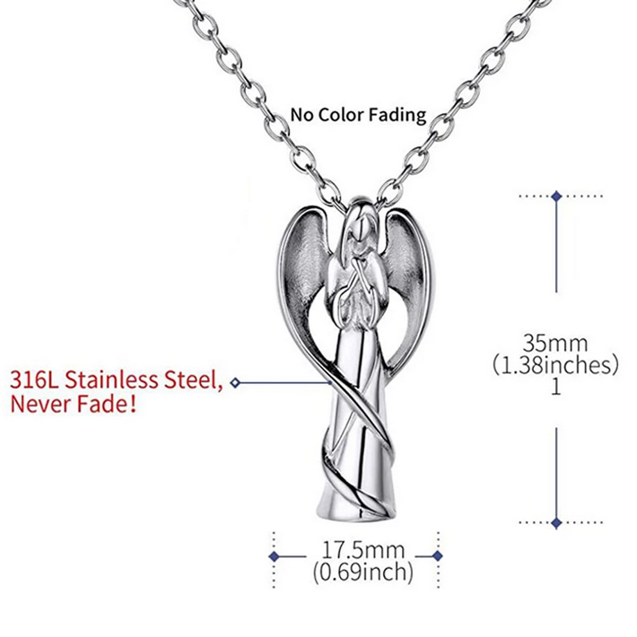 316L Stainless Steel “Angels Prayer” Cremation Ashes Urn Pendant Necklace - Image 5