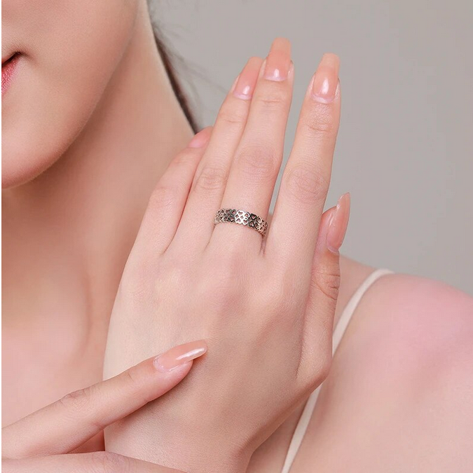 Authentic 925 Sterling Silver Hollow Out Heart To Heart Lovers Ring - Image 2