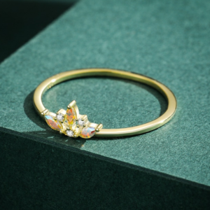 Exquisite 925 Sterling Silver Rainbow Fire Royal Crown Zircon Ring Set