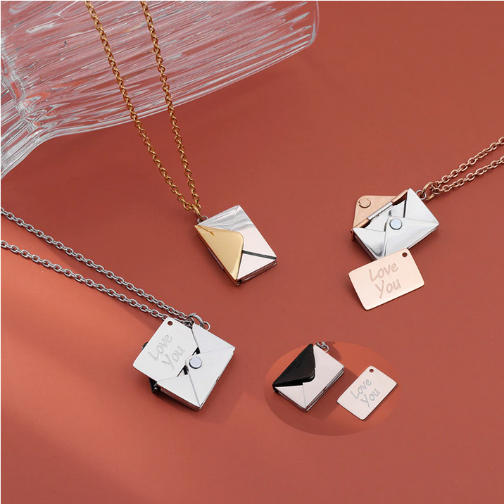 Personalzed Love Letter Envelope Necklace | SVANA | Envelope Necklace, Message Card, Letterng