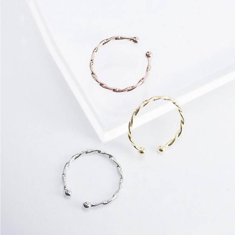 Genuine 925 Sterling Silver Fine/Twisted Thin Adjustable Ring (Size 6-8)