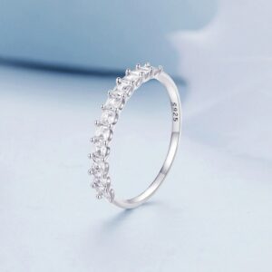 Platinum 925 Sterling Silver Luxury A5 Zircon Semi-Pave Eternity Ring