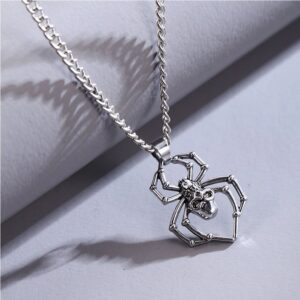 Stainless Steel Necklace + Skull Spider Pendant