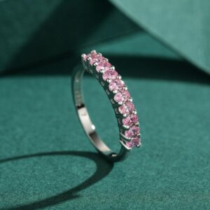 Romantic 925 Sterling Silver Dazzling Pink Zirconia Ring