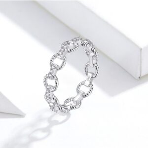 Platinum 925 Sterling Silver Stackable Zircon Chain Forever Ring