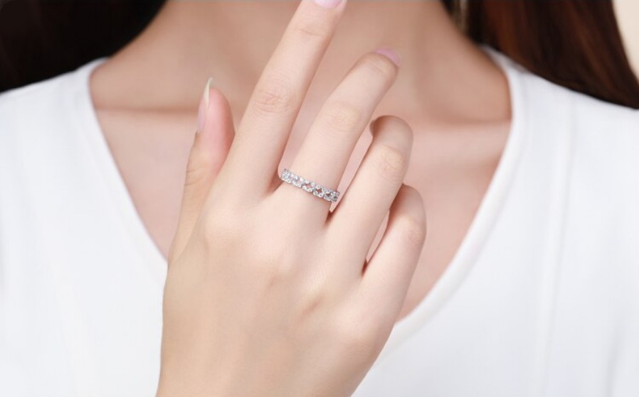 Genuine 925 Sterling Silver Zircon Link 4MM Chain Ring - Image 2