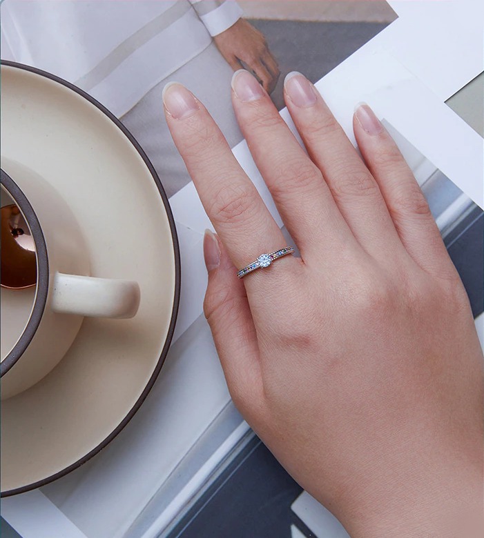 Platinum 925 Sterling Silver Exquisite Blue Zircon Multi-Color Zirconia Ring - Image 4