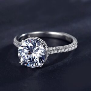 Luxury 925 Sterling Silver 3CT Exquisite Round Cut Dazzling Zircon Ring