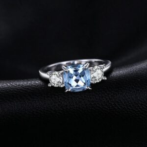 Rhodium 925 Sterling Silver 1.9CT Natural Sky-Blue Topaz Gemstone Ring