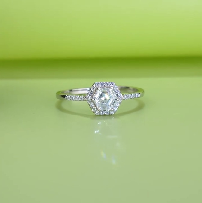 Genuine 925 Sterling Silver Hexagon Cut Luxury Design Ring - Image 6