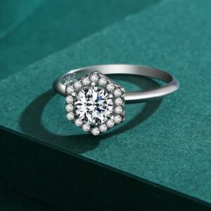 925 Sterling Silver Hexagon Spark Dazzling Zirconia Ring