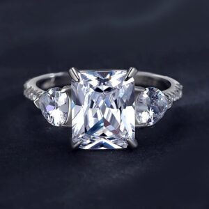 Exquisite 925 Sterling Silver Dazzling 3CT Zirconia Lovers Heart Ring