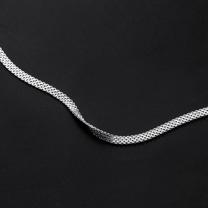 Authentic 18K 925 Sterling Silver Flat Royalty Link 4.5mm Choker - Image 3
