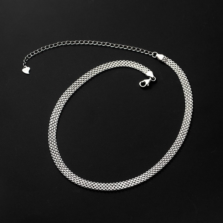 Authentic 18K 925 Sterling Silver Flat Royalty Link 4.5mm Choker - Image 4